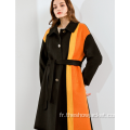 Vêtements à la mode Mesdames Collision Couleur Long manteau